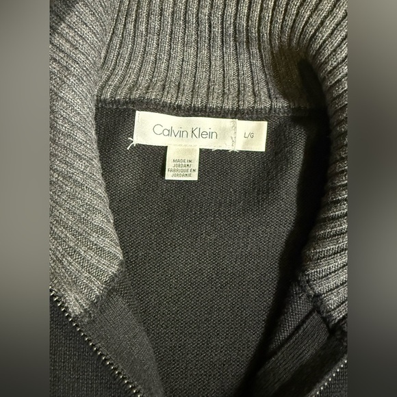 CALVIN KLEIN Men's Black mock neck 1/4 zip pullover sweater size L - Picture 10 of 14